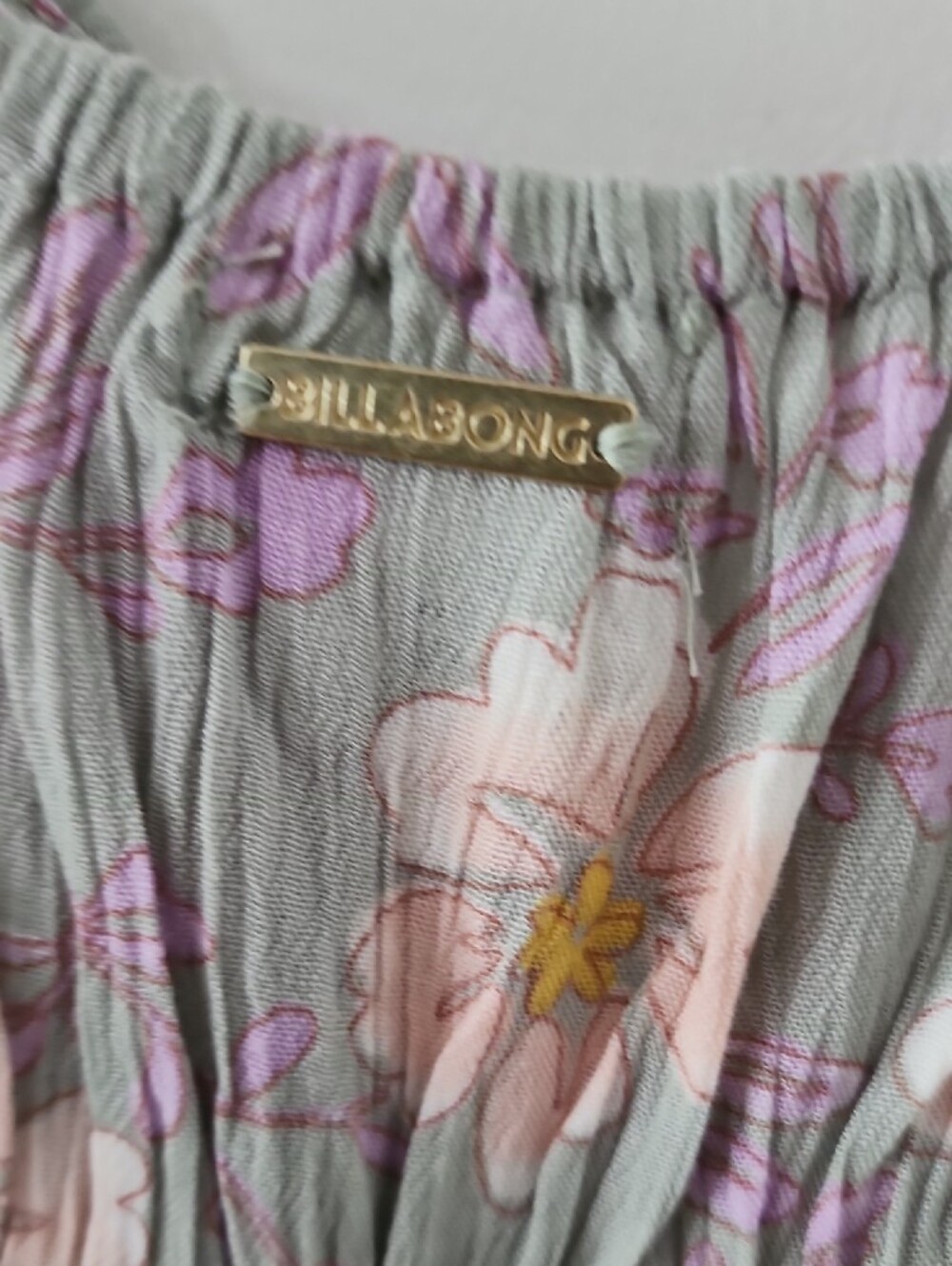Billabong Sage Green Floral Slip Dress with Pale Pink Accents - Picture 5 of 5